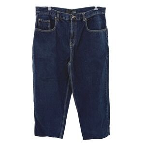 Anchor Blue Baggy Jeans Dark Wash Denim 40x26.5 Y2K Skater Streetwear Wide Leg